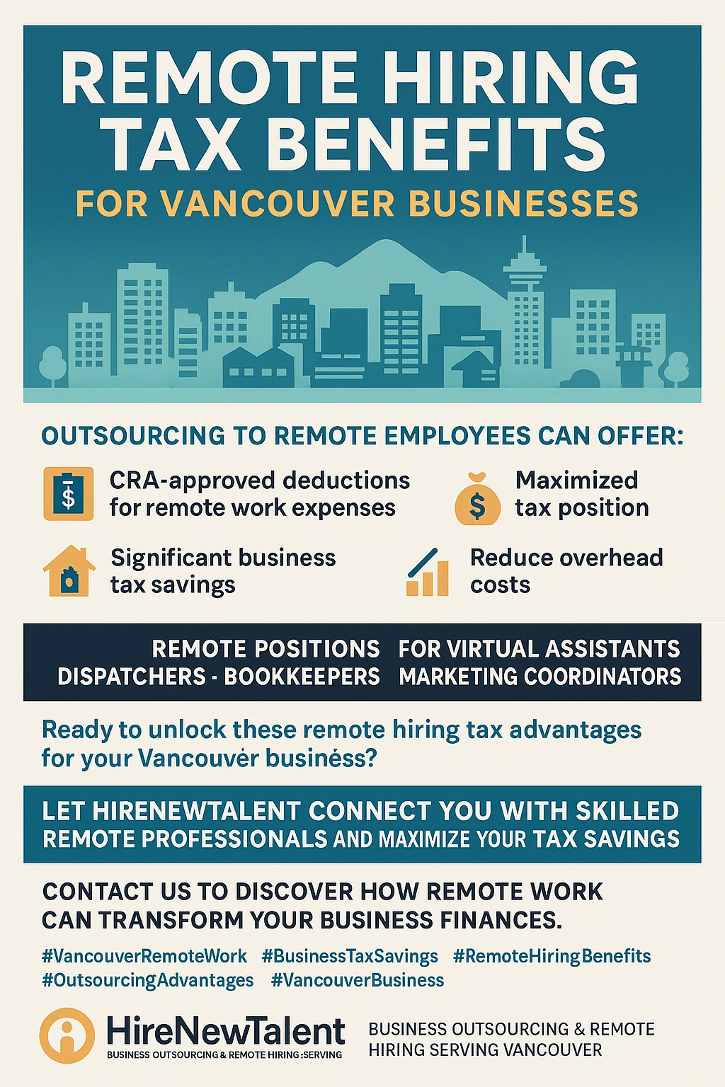 Remote hiring tax benefits Vancouver infographic summary