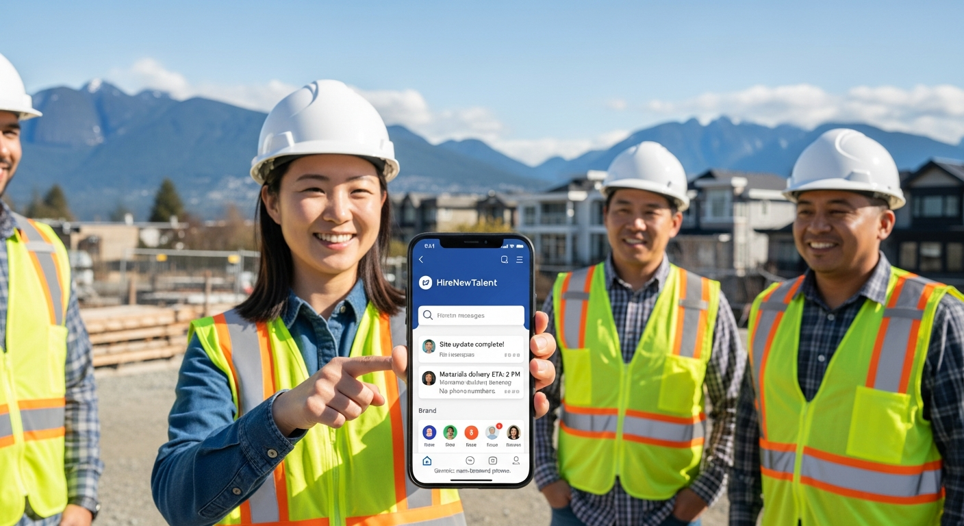 Vancouver construction team using a mobile management app onsite